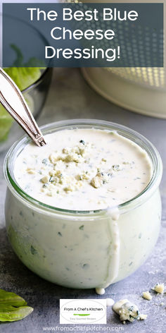 Blue Cheese Dresssing in glass jar. Buttermilk Blue Cheese Dressing, Homemade Blue Cheese Dressing, Homemade Blue Cheese, Blue Cheese Dressing Recipe, Cheese Salad Dressing, Blue Cheese Salad, Blue Cheese Dip, Salad Dressing Recipes Homemade, Blue Cheese Dressing