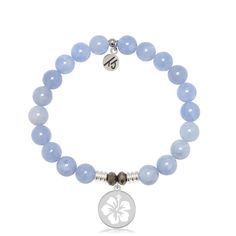 Sky Blue Jade Stone Bracelet with Hibiscus Sterling Silver Charm Jade Charm, Bracelets With Meaning, Blue Charm, Blue Jade, Never Stop Dreaming, Jade Gemstone, Lucky Horseshoe, Sterling Silver Charm Bracelet, Silver Charm Bracelet