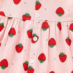 Toddler Kids Pink Strawberry Print Long Sleeve Dress - PrettyKid Cheap Cotton Dresses With Strawberry Print, Cheap Summer Dresses With Strawberry Print, Strawberry Dress For Toddler, Cheap Strawberry Print Sleeveless Dress, Strawberry Fancy Dress For Kids, Strawberry Clothing, Childrens Dress, Strawberry Print, Long Sleeve Print Dress