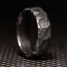 Obsidian Carbon Fiber Ring – Patrick Adair Designs Carbon Fiber Ring, Cool Rings For Men, Obsidian Jewelry, Carbon Fiber Rings, Black Wedding Band, Mens Rings Fashion, Mens Engagement, Bar Ring, Initial Ring