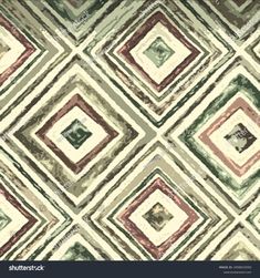 an abstract pattern made up of squares and rectangles in shades of green, red, beige and brown