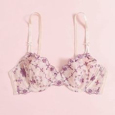 2 Luvlette Unlined Floral Bras! One Is Blue And The Other Is Gold. Really Beautiful With Such Cool Embroidery, Just Ended Up Being Slightly Too Small For Me. I Love This Brand- If They're Your Size, I Can Pretty Much Guarantee You'll Love Them. (34b, But Could Probably Work For A 36b Too) Underwire Bra Partially Lined For Spring, Partially Lined Underwire Bra For Spring, Spring Underwire Partially Lined Bra, Summer Lace Bra With Padded Cups, Sheer Bra For Party In Spring, Sheer Pink Bra For Spring, Sheer Party Bra For Spring, Pink Sheer Bra For Spring, Spring Sheer Pink Bra