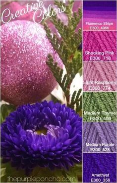 purple and green flowers with the words creative crochet