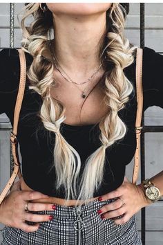 Braid Outfit, Braided Hairstyles For Women, Unique Braided Hairstyles, Braided Pigtails, Braided Hairstyle, Hairstyles Braided, Pigtail Braids