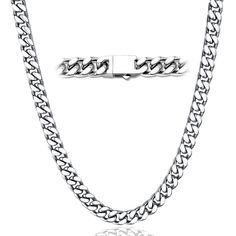 PRICES MAY VARY. 【MEN CUBAN CHAIN】- The men's cuban link chain features a durable lobster clasp, which is sturdy for wear-not easy to break. 【MATERIAL & SIZE】- 316L Stainless Steel/18K Gold/Black Metal Plated, Long-lasting, No Fade AND Non Tarnish. 5mm/7mm/9mm/11mm width, 18/20/22/24/26/28/30 inch length. 【STRONG CHAIN】- Durable & Nickel-Free & Anti-Allergies, The surface of curb chain necklace is comfortable and smooth and won't scratch your neck, these cuban chains choose from high-quality 316 Cuban Chains, Silver Chain For Men, Necklace For Men, Chain Necklaces, Cuban Link Chain, Cuban Chain, Cuban Link, Steel Necklace, Stainless Steel Necklace