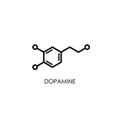 the chemical symbol for dopamine is shown in black on a white background