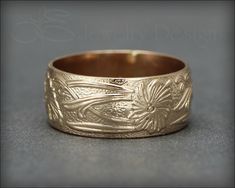 I love the Art Nouveau feel of this wide band ring! It makes a wonderful everyday piece or wedding band. Because it is cut to your ring size from pattern wire, there will be a slight break in the pattern, where the ring is soldered together. You can choose to have the ring oxidized to bring out the lovely textures or left plain for a less subtle look. Handcrafted from 14 gold-filled. • sold individually• handcrafted• 14k gold-filled• band width: 7.5mm Don't know your ring size? Purchase a Reusab Lauren Elizabeth, Wide Band Ring, Wide Band Rings, Crown Jewels, Break In, Gold Art, Wide Bands, Band Ring, Handcrafted Jewelry