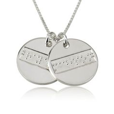 Two Discs with Braille Engraved Names Letters Necklace, Gold Letter Necklace, Disc Pendant, Clever Crafts, Rolo Chain, Letter Necklace, Rose Gold Necklace, Chain Styles, Gold Plating