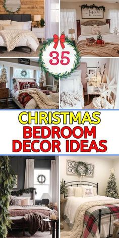 christmas bedroom decor ideas with text overlay