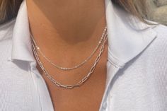 Silver Double Strand Chain Necklace For Everyday, Everyday Silver Double Strand Chain Necklace, Silver Layered Chain Necklace For Everyday, Silver Minimalist Layered Necklace With Double Chain, Dainty Silver Jewelry With Double Chain, Minimalist Silver Jewelry With Double Chain, Silver Dainty Double Chain Jewelry, Silver Dainty Jewelry With Double Chain, Delicate Silver Layered Choker Necklace