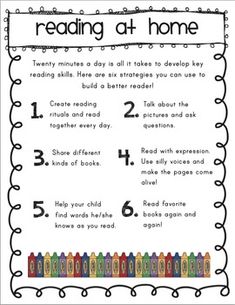 reading at home poster with instructions