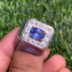 Ring Details - Natural Blue Sapphire - Main Stone Size: 8.00x6.00mm (Approximate) - Setting Stone: 1.50mm Cubic Zirconia in Setting - Ring Front Width: 12.5mm - Band Width: 5.8mm - Band Thickness: 2.00mm - Gross Weight: 15.00 grams - Handmade Ring - Sterling Silver 925, Hallmarked - Dimensions and Weight Depend on Variations in Sizes. - Available in all Sizes (Please ensure accurate ring sizing) - DM for Customizations **Note - Our Products are Made to Order According to Customer Expectations, S Rectangular Sapphire Diamond Ring, Sapphire Rings With Prong Setting In Rectangular Shape, Rectangular Blue Sapphire Jewelry, Fine Jewelry Blue Rectangular Sapphire Ring, Rectangular Blue Jewelry With Halo Setting, Royal Blue Sapphire Gemstone Ring, Blue Rectangular Jewelry With Halo Setting, Rectangular Blue Topaz Ring With Prong Setting, Sapphire Gemstones With Halo Setting For Gift