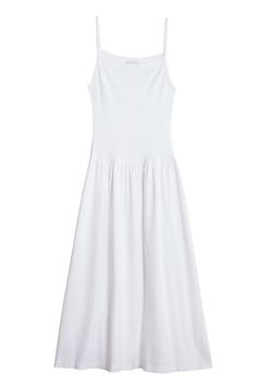 Drop Waist midi tank dress with LaPointe neckline. Made cotton baby rib that's locally knit in Los Angeles. Fabric is 100% Cotton. Made in USA. Fits true to size but fabric is forgiving. Size down if between sizes. Ella is 6' tall, 36" bust, 26" waist, 36" hip, and is wearing a size M. White Drop Waist Dress, Gil Rodriguez, Quirky Girl, Midi Tank Dress, Drop Waist Dress, Dropwaist Dress, Girls Wardrobe, Cotton Baby, Waist Dress