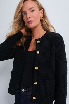 Black Woven Maybourne Cardigan Elegant Button-up Cardigan For Business Casual, Textured Knit Sweater Coat For Workwear, Elegant Business Casual Sweater With Button Closure, Chic Button-up Cardigan For Business Casual, Chic Button-up Business Casual Cardigan, Elegant Black Cardigan For Business Casual, Elegant Textured Knit Long Sleeve Outerwear, Button-up Cardigan With Button Closure For Office, Elegant Long Sleeve Textured Knit Outerwear