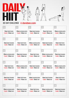 the daily hit chart shows how to do squats and pull ups for beginners