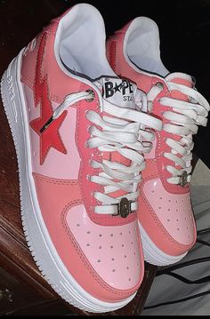 High Quality Bapesta Pink Patent Leather Unisex Sneaker Shoes Pretty Sneakers, Skater Shoes, Pretty Shoes Sneakers