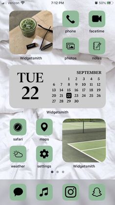 an image of a phone screen with the time and date on it, including tennis balls