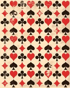 an old style playing card game with hearts and spades