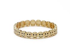 "The Happy Face Bracelet". A stretchy stackable wristband bracelet that elevates every look. Add a little smile to your wrist stack. Size Guide: Lisa wears a 7" bracelet Lisa Gozlan, Wrist Stack, Wrist Stacks, Beach Bracelets, Wristband Bracelet, Stackable Bracelets, Black Rhodium, Happy Face, Plate Size