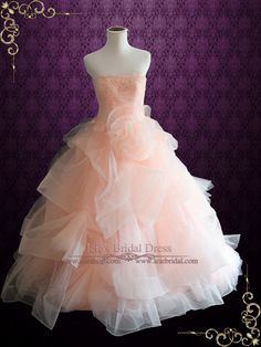 Strapless Peach Colored Lace Ball Gown Wedding Dress | Fae http://www.ieiebridal.com/collections/ball-gown-wedding-dresses Peach Colored Wedding, Beachy Wedding Dress, Lace Ball Gown Wedding Dress, Extravagant Wedding Dresses, Princess Gowns, Vintage Ball Gowns, Colored Wedding Dress, Wedding Dresses Lace Ballgown, Princess Jewelry