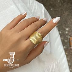 Matte Gold Electroplate Cuff Ring with a sleek matte finish Ring Couple, Open Rings, Cuff Ring, Nail Ring, Modern Accessories, Elegant Accessories