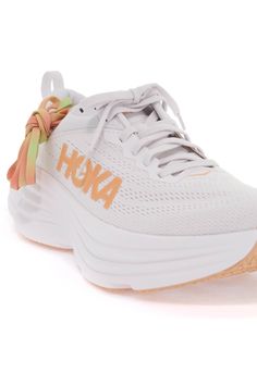 Hoka Bondi 8 sneakers with mesh upper, contrasting side lettering logo, lace-up closure, lettering logo on tongue and semi-lined interior with removable Ortholite® Hybrid insole. Rubber outsole. Extra laces included. Composition: 100% TR Sneakers Hoka, Hoka Bondi 8, Kurt Geiger Heels, Expensive Handbags, Margiela Shoes, Shopping Places, Lettering Logo, Italian Outfits, Versace Belt