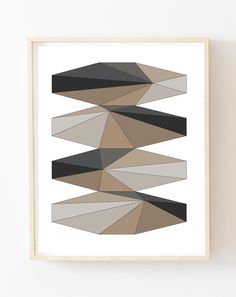 an abstract art print in beige, black and white