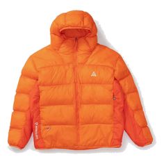 Nike ACG Therma-Fit ADV Lunar Lake Puffer Jacket 'Safety Orange' DH3071-819 Nike Functional Outerwear For Hiking, Nike Nylon Hiking Outerwear, Nike Outerwear With Pockets For Outdoor Activities, Functional Hooded Jacket With Padded Collar, Functional Orange Long Sleeve Outerwear, Nike Long Sleeve Sport Coat For Outdoor, Nike Long Sleeve Puffer Jacket For Outdoor, Nike Long Sleeve Outerwear For Outdoor Activities, Nike Functional Long Sleeve Outerwear