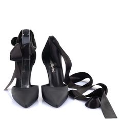 Step into elegance with our Black Ribbon High-Heeled Evening Dress Shoes, designed for sophisticated women who care about both style and comfort. These shoes are perfect for any special occasion, whether it's a glamorous evening event, a stylish wedding or any celebration that requires a touch of luxury. Features: Elegant Design: Embellished with stylish black ribbon, these shoes add a sophisticated touch to any outfit. High Quality Material: Made of premium materials that provide durability and Black Lace-up Wedding Shoes For Party, Elegant Lace-up Heels With Heel Strap, Formal Lace-up Heels With Wrapped Heel, Formal 4-inch Lace-up Heels, Pointed Toe Wedding Shoes With Wrapped Heel For Gala, Evening Lace-up Heels With Reinforced Heel, Black Heels For Evening Gala, Closed Toe Wedding Shoes With Wrapped Heel For Gala, Black Evening Heels For Gala