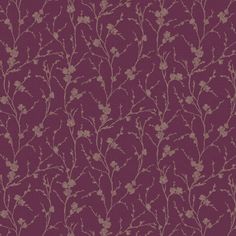 a purple wallpaper with leaves and vines on it