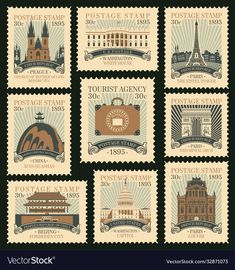 postage stamps with famous buildings and monuments