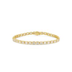 Emerald cut diamond tennis bracelet in solid 18K gold. Approximately 4 carats. Diamond Tennis Bracelet, Emerald Cut Diamond, Tennis Bracelet Diamond, Emerald Cut Diamonds, Tennis Bracelet, Emerald Cut, Bridal Jewelry, Wedding Bands, Diamond Cuts