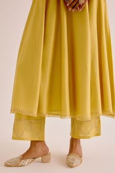 Yellow anarkali with intricate dori embroidery. Paired with a silk chanderi pant and a sheer silk organza dupatta. - Aza Fashions Yellow Anarkali, Mithila Palkar, Dori Embroidery, Adah Sharma, Diana Penty, Women Kurta, Palazzo Set, Kareena Kapoor Khan, Luxury Sale