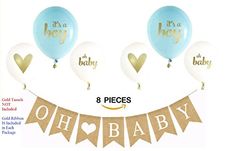 it's a boy baby shower banner with balloons