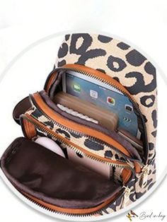 BirdinBag - 2023 Fashion Leopard Print Chest Bag: Stylish Diagonal Crossbody with Zipper, Perfect for Travel Trendy Backpack Shoulder Bag With Zipper, Chest Shoulder Bag With Zipper For Daily Use, School Phone Bag With Zipper Closure, Trendy Everyday Chest Bag With Zipper Closure, Trendy Shoulder Chest Bag With Zipper, Trendy Backpack-style Chest Bag With Zipper, Trendy Backpack-style Chest Bag, Trendy Pouch Backpack With Zipper Closure, Trendy Beige Phone Bag With Zipper Closure