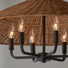 Rattan Shade Chandelier - Shades of Light Vip Series, Rattan Kitchen, Brass Candelabra, Shade Chandelier, Rattan Shades, Island Chandelier, Kitchen Light, Shades Of Light, Kitchen Lighting Fixtures