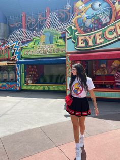 The Simpsons Bart Simpson vintage tee graphic tee cartoon tee cheer skirt tennis skirt outfit universal studios outfit universal Orlando krustyland arcade games Bart Simpson tee Universal Orlando Outfit, Universal Studios Orlando Outfit, Disney Outfits Women, Trip Outfit, Disney Outfit, Universal Orlando Resort, Universal Studios Orlando, Universal Studios Hollywood