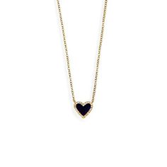 Diamond & Lapis Pendant Chain Necklace 14K Yellow Gold 0.06 Carat Diamond Weight 0.13 Carats of Lapis 17.5" Long 1" Extension Heart: 1/4" Length X 5/16 Width 14k Gold Heart Cut Necklace With Adjustable Chain, Formal Heart-shaped Jewelry With Delicate Chain, Heart Shaped Necklace With Adjustable Chain For Formal Occasion, Formal Heart-shaped Necklace With Adjustable Chain, 14k Gold Heart Necklace With Adjustable Chain, 14k Gold Jewelry With Cable Chain For Valentine's Day, Formal Heart Jewelry With Delicate Chain, Formal Heart Shaped Jewelry With Delicate Chain, Formal Heart-shaped Necklace With Delicate Chain