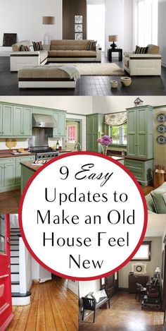 an old house has been updated with new furniture and accessories to make it look older