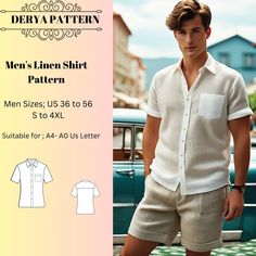 Herren Leinenhemd Schnittmuster, Hemd Schnittmuster für Männer, Button Up Shirt Schnittmuster, Herren Schnittmuster für Männer, Herren Kurzarm Leinenhemd, als Sofort-Download (pdf) mit einer Reihe von Größenoptionen, einschließlich Übergrößen ⭐Standardgrößen; 46,48, 48, 50, 52, 54,56 ⭐Diese Muster sind für Papier im Format A4 und US Letter geeignet. ⭐Sobald Ihre Zahlung verarbeitet wurde, erhalten Sie automatisch Download-Links für die Musterdateien. Bitte beachten Sie, dass Sie die Dateien nur Men’s Shirt Pattern, Sewing Pattern Mens Shirt, Mens Button Up Shirt Pattern Free, Men’s Shirt Pattern Free, Linen Shirt Pattern, Mens Sewing Patterns, Short Sleeve Linen Shirt, Shirt Sewing Pattern