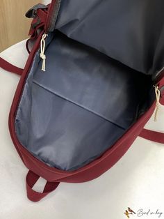 BirdinBag - Letter Patch Decor Medium Backpack: The Epitome of Classic Style Casual Burgundy School Bag, Burgundy Shoulder Bag For School, Burgundy Backpack With Adjustable Strap For School, Burgundy School Shoulder Bag, Burgundy Standard Backpack For School, Burgundy Standard School Backpack, Burgundy Backpack For Daily Use, School Backpack Boys, Medium Backpack