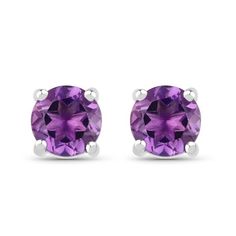 Amethyst Stud Earrings / Natural Amethyst Round Stud Earrings / February Birthstone EarringsFlaunt yourself with these amethyst stud earrings. The natural gemstones have a combined weight of 1.53  carats and are set in .925 sterling silver with rhodium plating. The purple hue of these earrings adds a pop of color to any look!  The understated design and vibrant stones make these perfect for every occasion.amethyst earrings, amethyst silver earrings, amethyst stud earrings, natural amethyst silve Purple Round Pierced Earrings, Classic Round Amethyst Earrings, Fine Jewelry Amethyst Earrings With Prong Setting, Formal Purple Birthstone Earrings, Classic Purple Gemstone Earrings, Purple Birthstone Earrings For Formal Occasions, Purple Sterling Silver Earrings With Prong Setting, Nickel-free Round Purple Earrings, Purple Anniversary Earrings