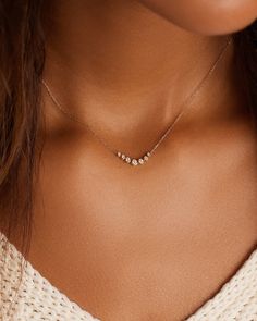 Classic Diamond Mini Row Necklace – gorjana Small Diamond Necklace, Diamond Necklace Simple, Earrings Stacking, Simple Diamonds, Bezel Set Diamond, 14k Gold Necklace, White Gold Necklaces, Mix Style, Gold Necklaces