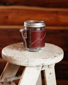 MASON JAR MUG - Crossbow Mason Jar Sleeve, Leather Mason Jar, Drink Smoothie, Small Breakfast, Wide Mouth Mason Jars, Breakfast On The Go, Crossbow, Wide Mouth, Mason Jar Mug