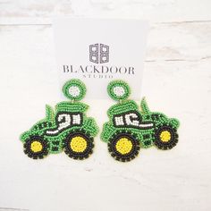 She thinks his tractor is sexy and loves green. If that's you, then you are going to be obsessed with our custom beaded tractor earrings. Free Shipping and Gift with Purchase. Handmade with love. Wholesale available. Beaded Tractor, Beading Ideas, Gift With Purchase, Earring Sale, Handmade With Love, Tractor, Sale Items, With Love, Beading