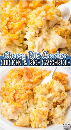 cheesy rice cracker chicken and rice casserole is an easy side dish