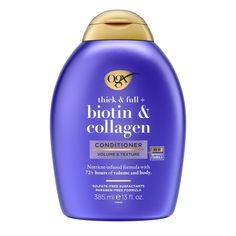 Get 72+ hours of volume & body with OGX Thick & Full + Biotin & Collagen Volumizing Conditioner. This conditioner from the #1 Hair Repair Brand* leaves hair full & healthy. Our new & improved formula protects hair from excessive loss of lipids & proteins which creates frizz & breakage. Now with LipiPro Shield (TM) Technology, the texturizing conditioner provides 2x more protein & lipid protection** for healthy hair. The nutrient-infused formula with biotin & collagen delivers 72+ hours of volume Ogx Conditioner, Fine Hair Tips, Thicker Stronger Hair, Purple Shampoo And Conditioner, Turmeric Health, How To Grow Your Hair Faster, Shampoo And Conditioner Set, Hair Protein, More Protein