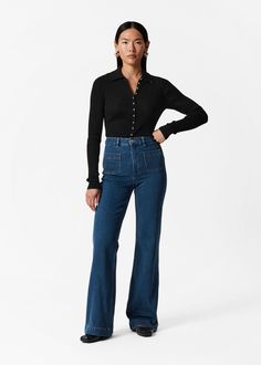 High-waist jeans with a flared silhouette, detailed with duo patch pockets at the front and back.– Slim Fit– Flared– Comfort stretch– Zip fly with button closureLength of inseam: 82.3cm / 32.4" (Size 27) Wide Leg Flare Jeans With Patch Pockets For Fall, Mid-rise Flare Jeans With Patch Pockets For Work, Fitted High Rise Flare Jeans With Patch Pockets, Medium Wash Flare Jeans For Work, Denim Flare Jeans For Workwear, Fall Medium Wash Flare Jeans With Patch Pockets, Flare Jeans In Medium Wash For Workwear, Flare Medium Wash Jeans For Work, Flare Jeans For Work In Medium Wash