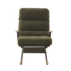 the reclining chair with wheels is upholstered and ready to be used for seating