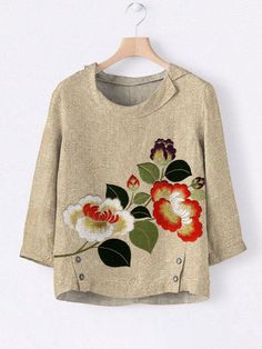 SPU:?DZ-134364-LYJ Fabric Name:?Cotton and linen blended Pattern:?Printing Process:?Paneled Style:?Vintage Length:?Regular Collar:?Lapel-Neck Popular Elements:?Printing Sleeve Type:?Long Sleeve Occasion:?Daily Theme:?Spring, Fall, Summer NOTE:?If you are not sure, please choose a larger size.?If you have any doubts about this product,?we suggest you contact our customer service team.?Due to the color difference between the screens of different electronic devices (computers, mobile phones or ipads), especially the CRT screen and the LCD screen, the color of the item may be slightly different from what you see in the photos, please take the actual product as the standard. Size Bust Length cm inch cm inch S 101 39.8 67 26.4 M 106 41.7 68 26.8 L 111 43.7 69 27.2 XL 116 45.7 70 27.6 2XL 121 47. Peony Embroidery, Christmas Fashion Women, Fashion Outfits Men, Fall Prints, Hawaiian Style, Fall Skirts, Loose Tops, Christmas Fashion, Floral Style